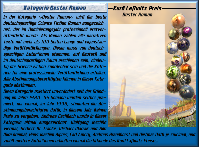 Kategorie Bester Roman: Erklärungstext